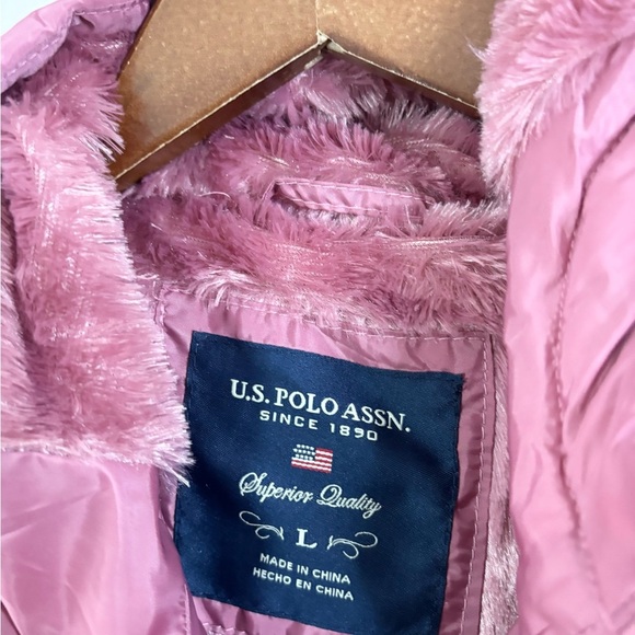 U.S. Polo Assn. Wave Quilt Cozy Jacket Oxford Rose LG women’s new hooded fuzzy - Picture 4 of 8